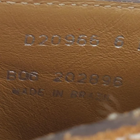 Cole Haan Tan Suede & Brown Leather Gold Buckle Strap Slide-On Mid Heel Mules - Picture 14 of 15